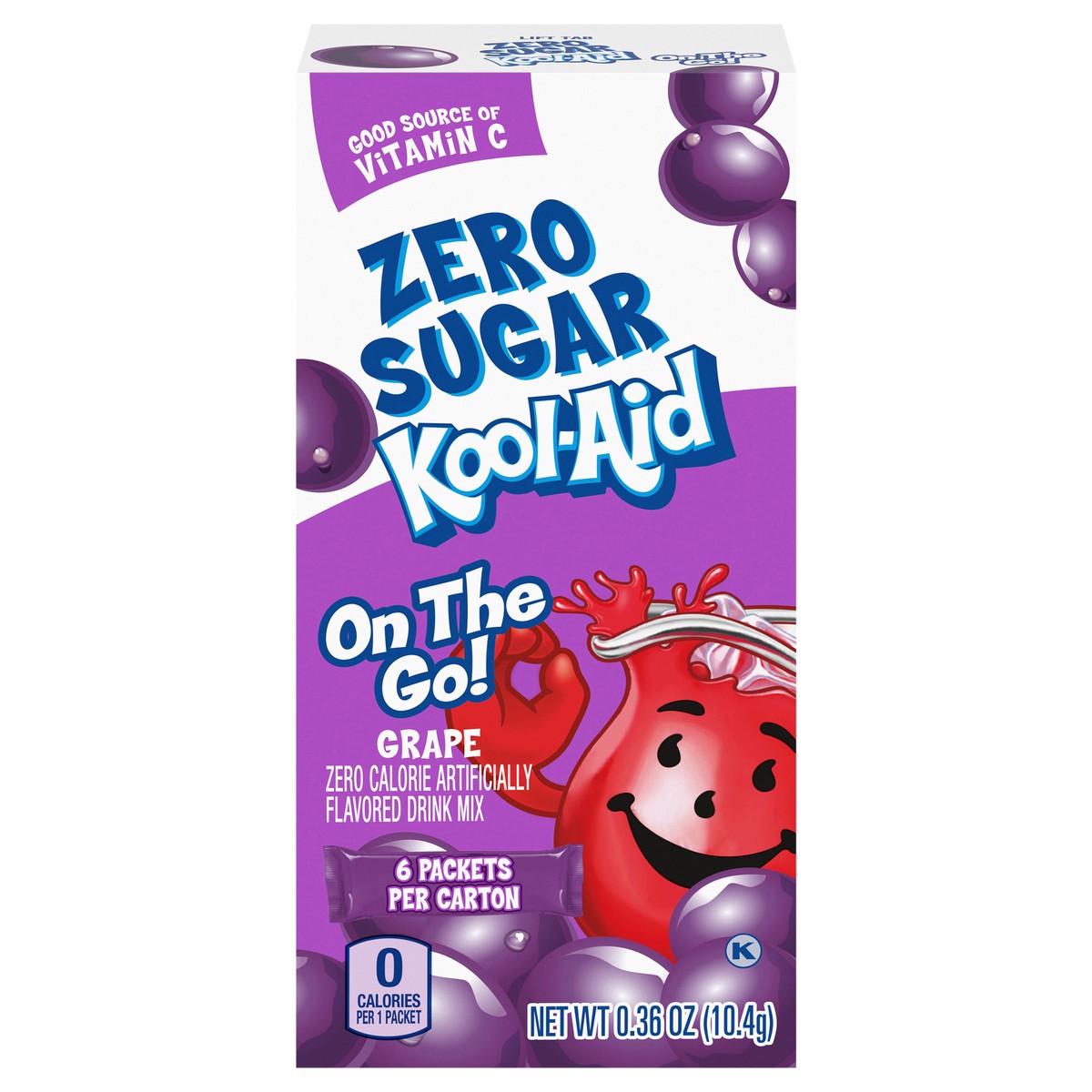 slide 1 of 5, Kool-Aid Grape Zero Sugar Artificially Flavored Drink Mix, 6 ct On-the-Go-Packets, 8 per Case, 0.36 oz