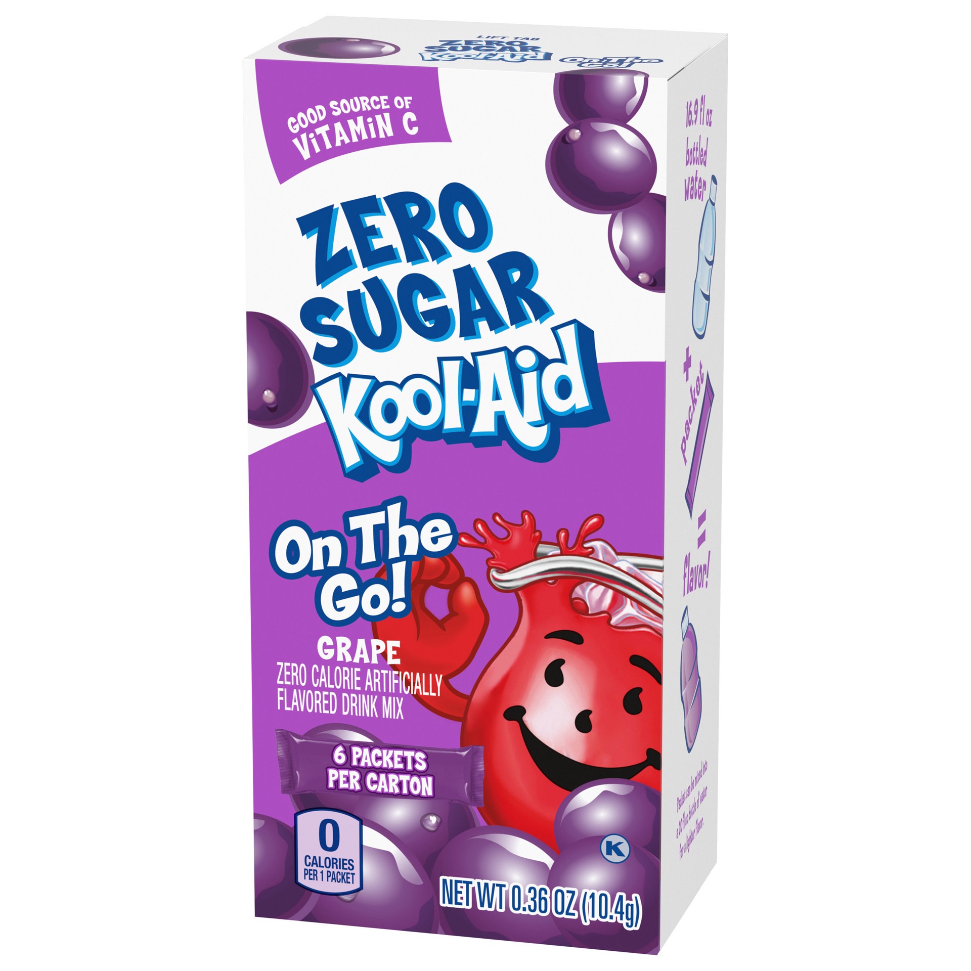 slide 4 of 5, Kool-Aid Grape Zero Sugar Artificially Flavored Drink Mix, 6 ct On-the-Go-Packets, 8 per Case, 0.36 oz