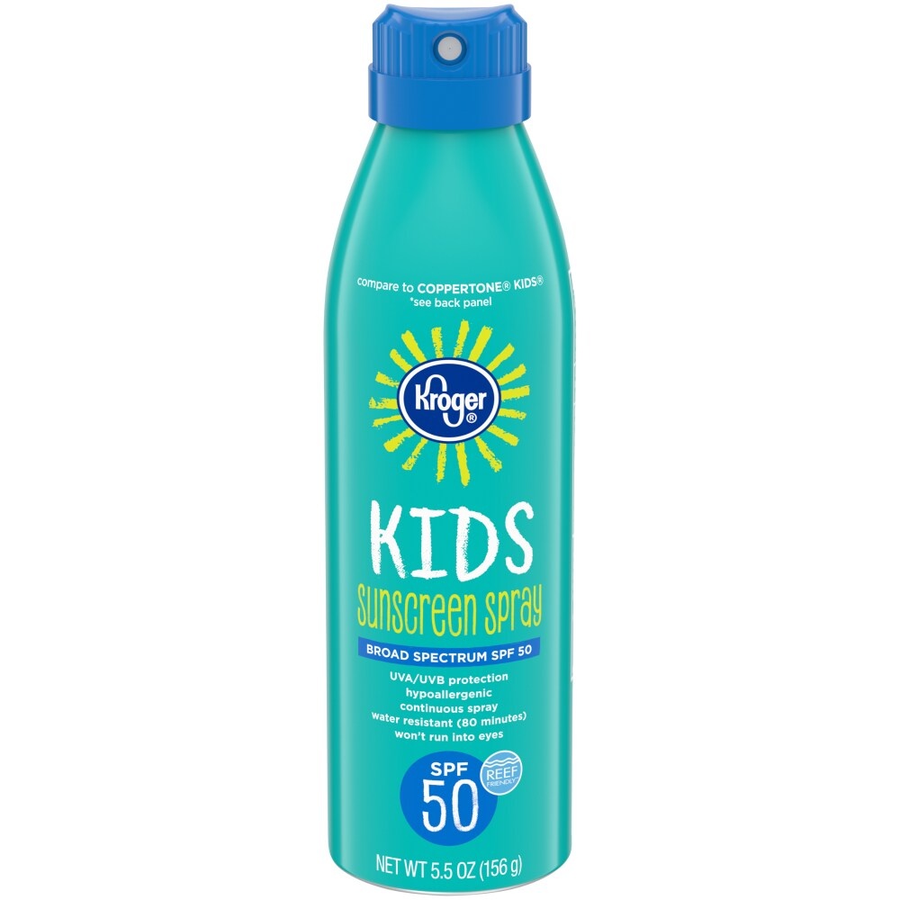 slide 1 of 1, Kroger\U00Ae Broad Spectrum Spf 50 Kids Sunscreen Spray, 5.5 oz