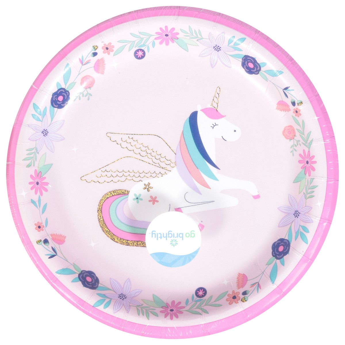 slide 1 of 11, Go Brightly 6.75 Inch Unicorn Wishes Dessert Plates 8 ea, 8 ct