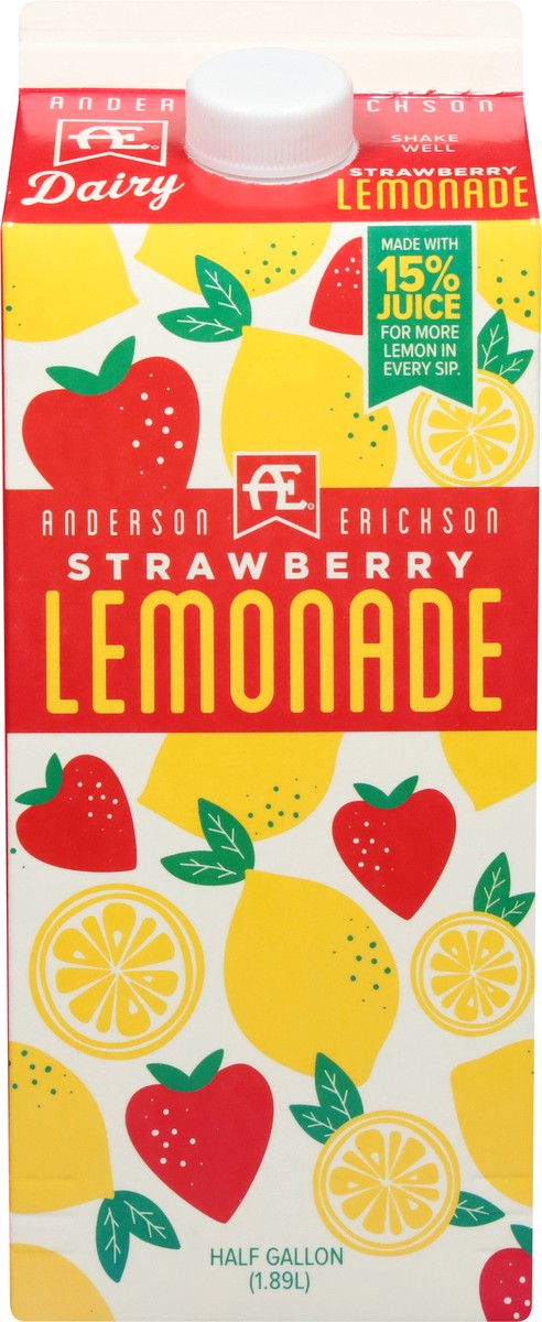 slide 6 of 13, Anderson Erickson Dairy AE Dairy Strawberry Lemonade, 1/2 gal