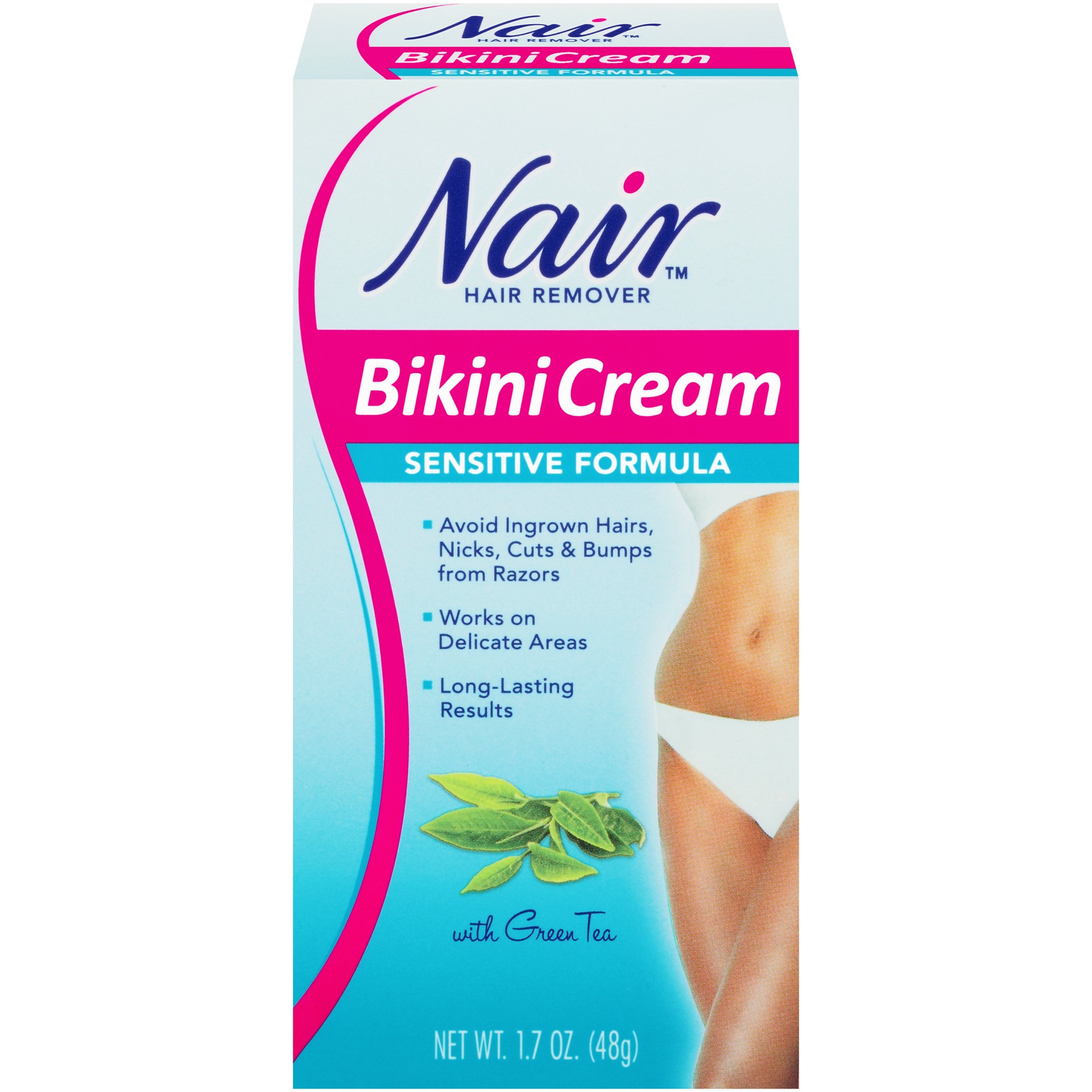 slide 1 of 3, Nair Hair Remover Bikini Cream With Green Tea, 1.7 Oz, 1 ct