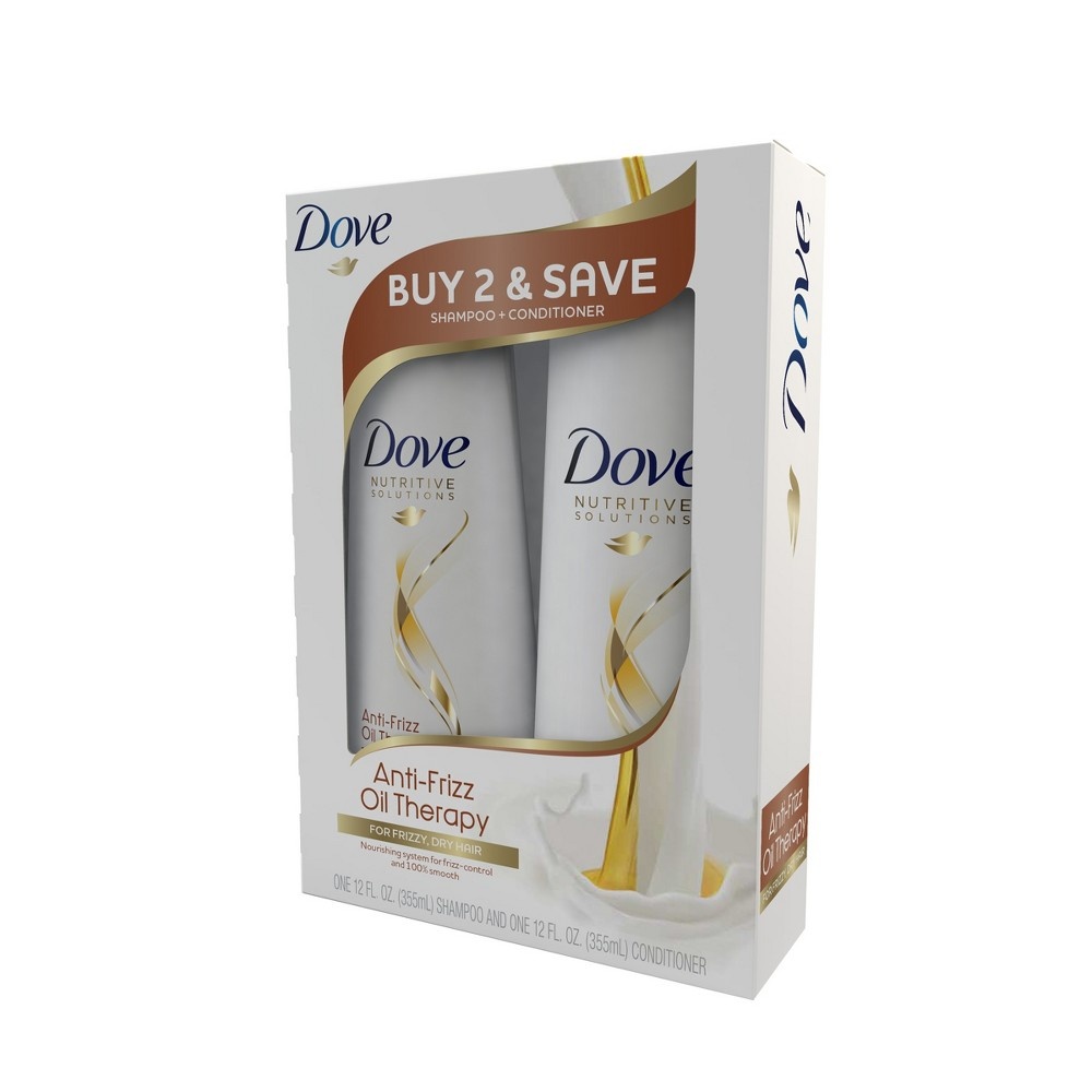 slide 2 of 4, Dove Anti-Frizz Oil Therapy Shampoo + Conditioner, 1 ct