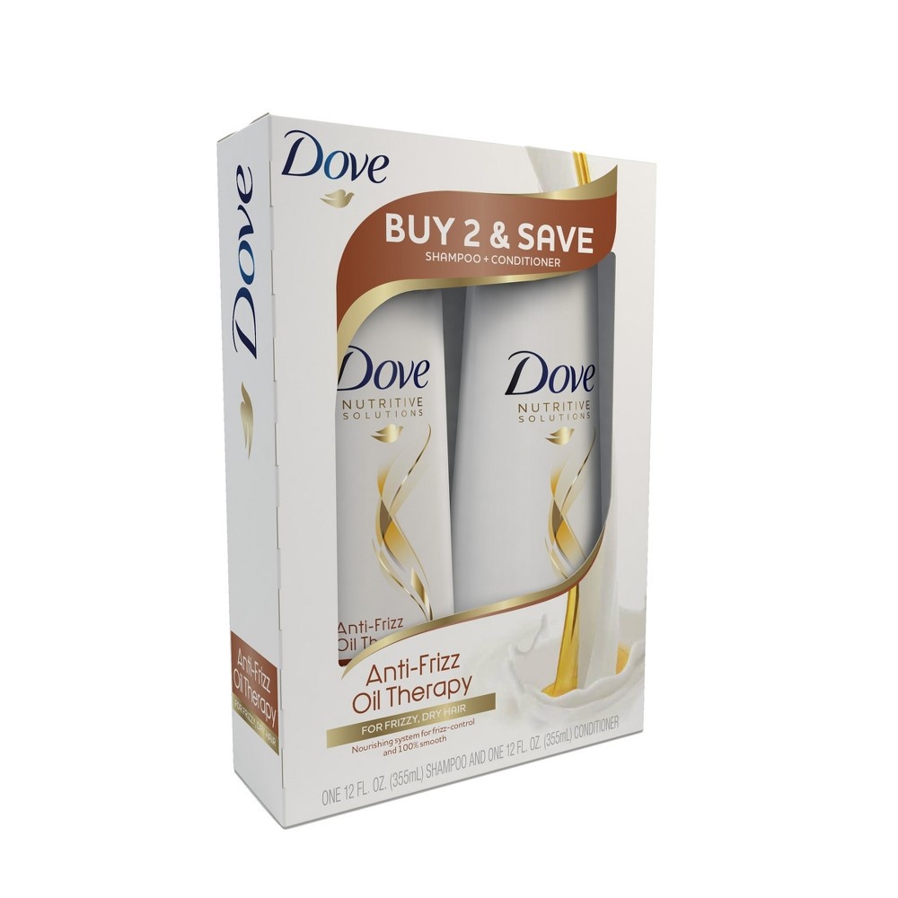 slide 4 of 4, Dove Anti-Frizz Oil Therapy Shampoo + Conditioner, 1 ct