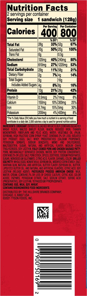 slide 2 of 9, Jimmy Dean Croissant Breakfast Sandwiches with Sausage, Egg, and Cheese, Frozen, 2 Count, 2 ct