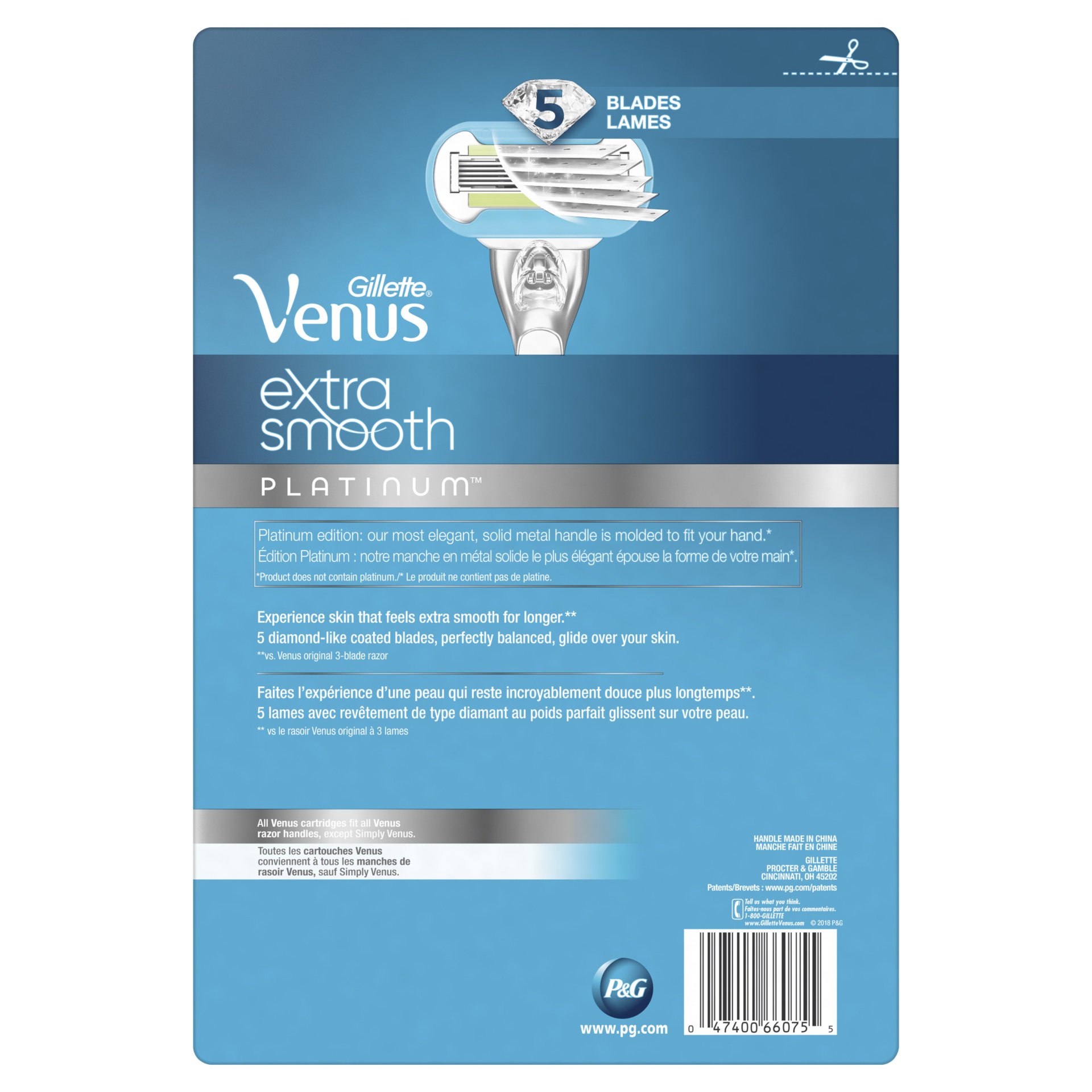 slide 2 of 2, Gillette Venus Platinum Extra Smooth Women's Razor, 