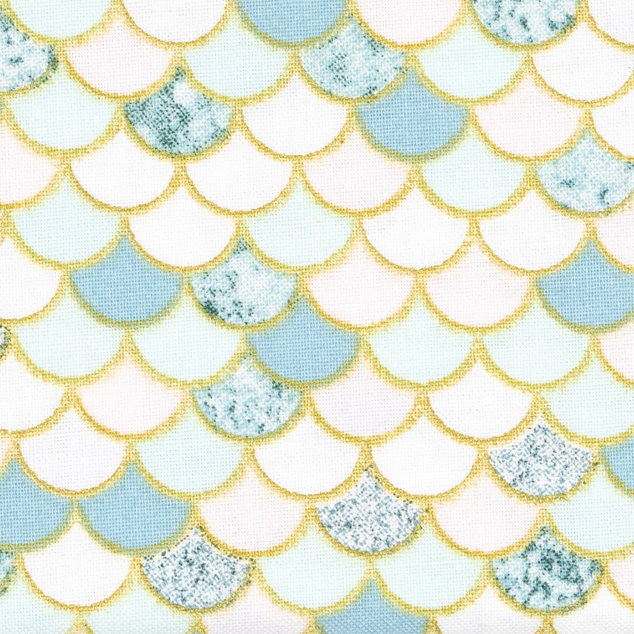 slide 2 of 4, Blue & White Scales Cotton Fabric By Loops & Threads, 18 in x 21 in