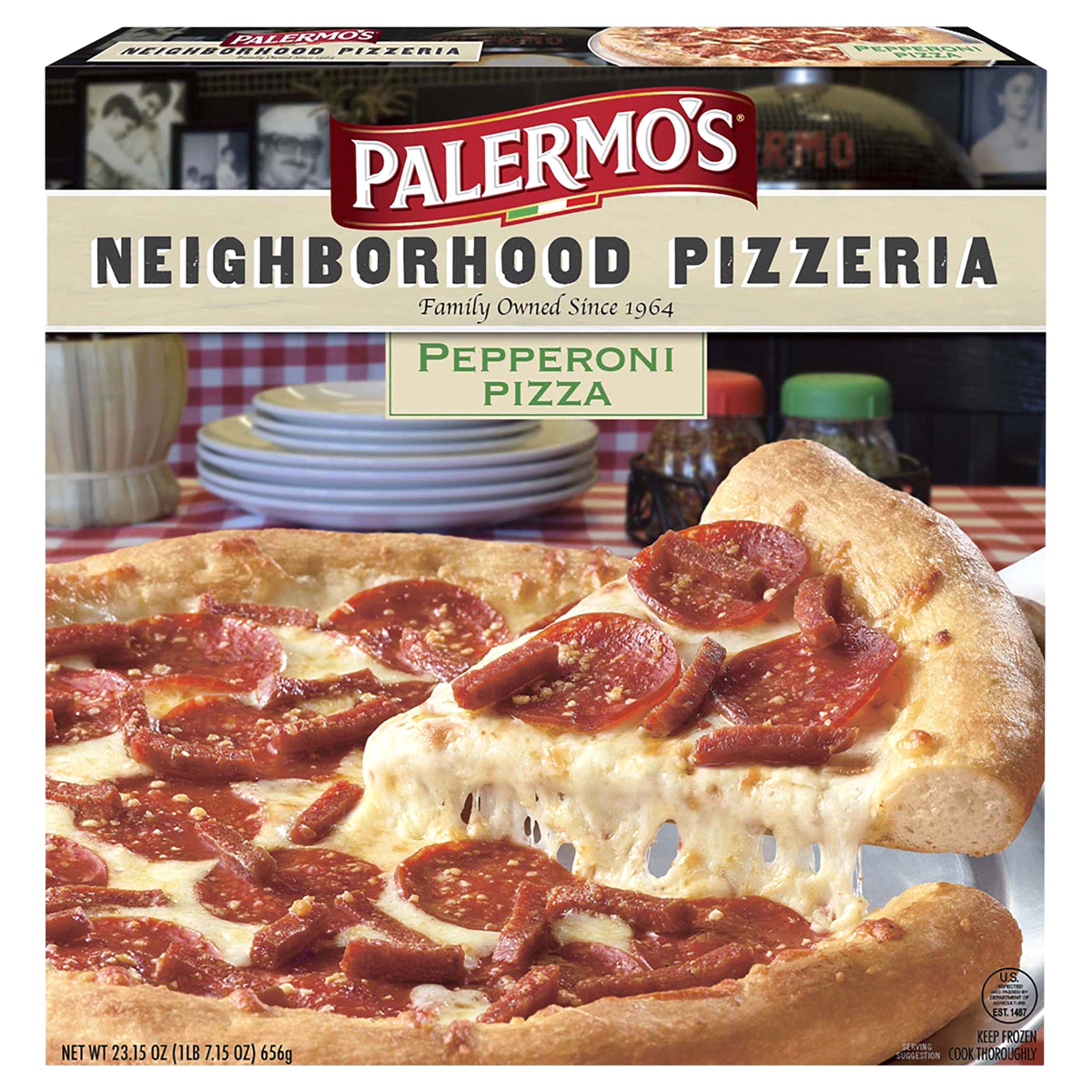 slide 1 of 1, Palermo's Neighborhood Pizzeria Pepperoni Frozen Pizza, 23.15 oz