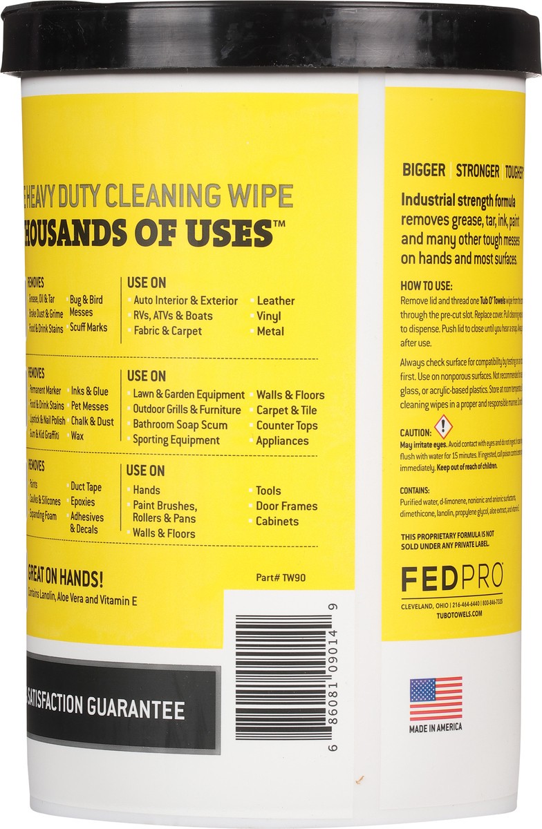 slide 8 of 9, Tub O' Towels Heavy Duty Cleaning Wipes 90 ea, 90 ct