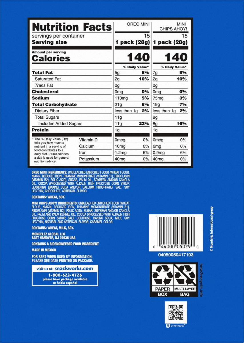 slide 3 of 14, Nabisco Oreo/Chips Ahoy! Cookies Mini 30 ea, 30 oz
