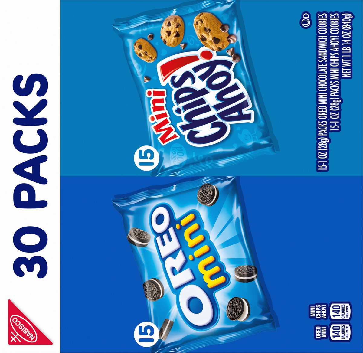 slide 14 of 14, Nabisco Oreo/Chips Ahoy! Cookies Mini 30 ea, 30 oz