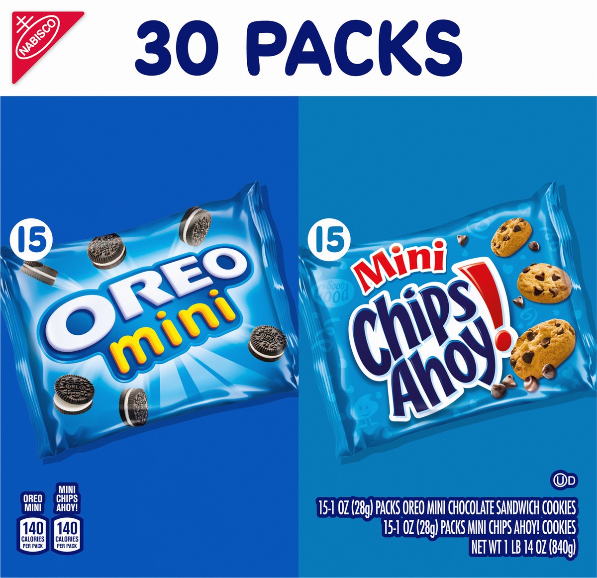 slide 11 of 14, Nabisco Oreo/Chips Ahoy! Cookies Mini 30 ea, 30 oz