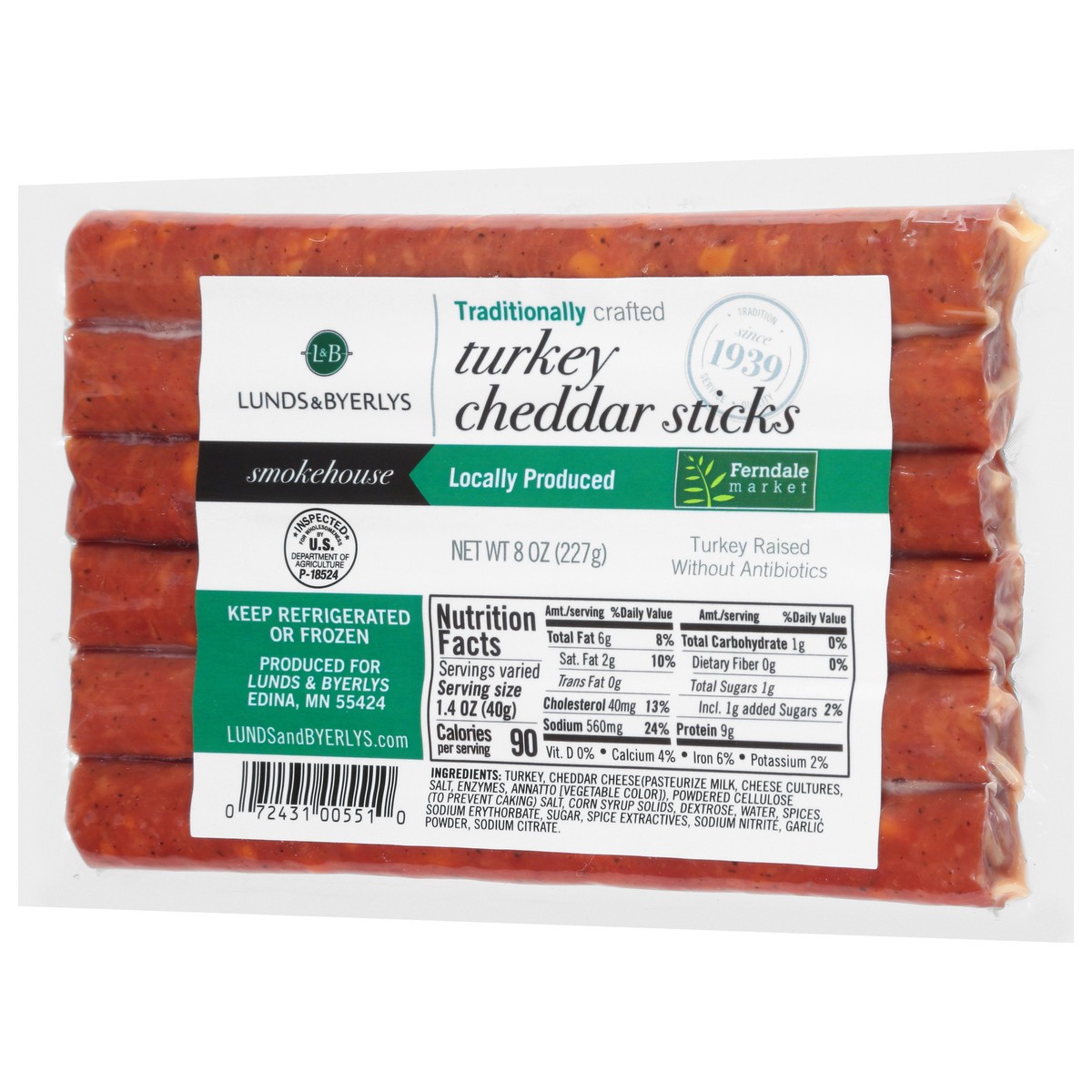 slide 4 of 4, Lunds & Byerlys Smokehouse Turkey Cheddar Sticks 8 oz, 8 oz