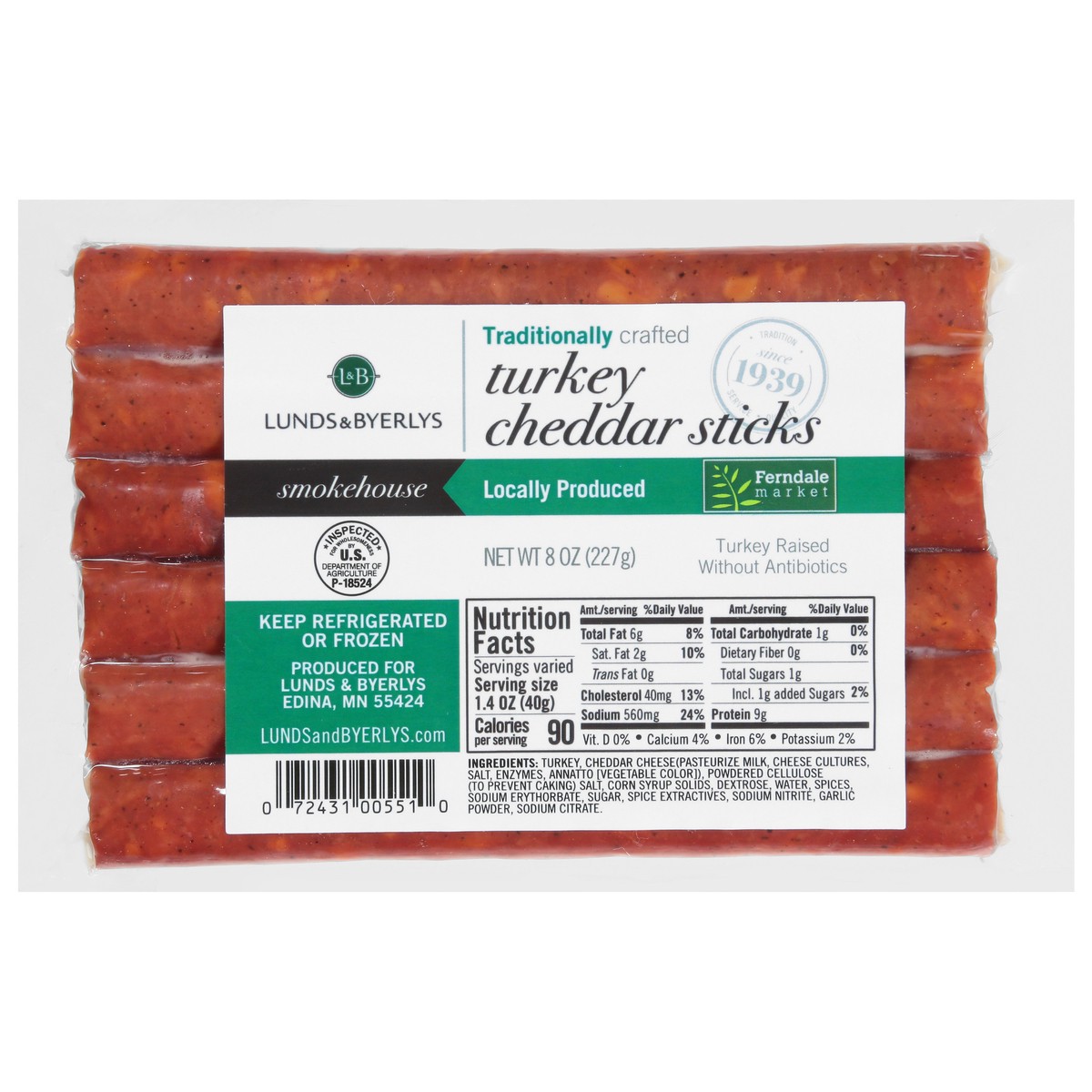 slide 1 of 4, Lunds & Byerlys Smokehouse Turkey Cheddar Sticks 8 oz, 8 oz