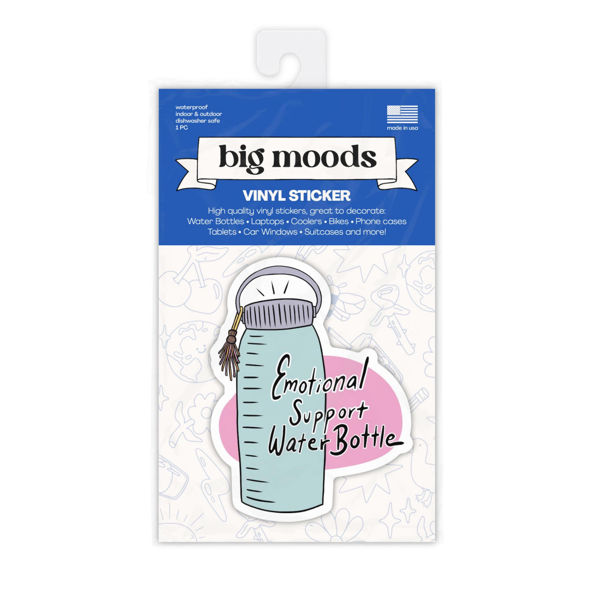 slide 1 of 1, Big Moods Sticker Emotional Support Water Bottle, 1 ct