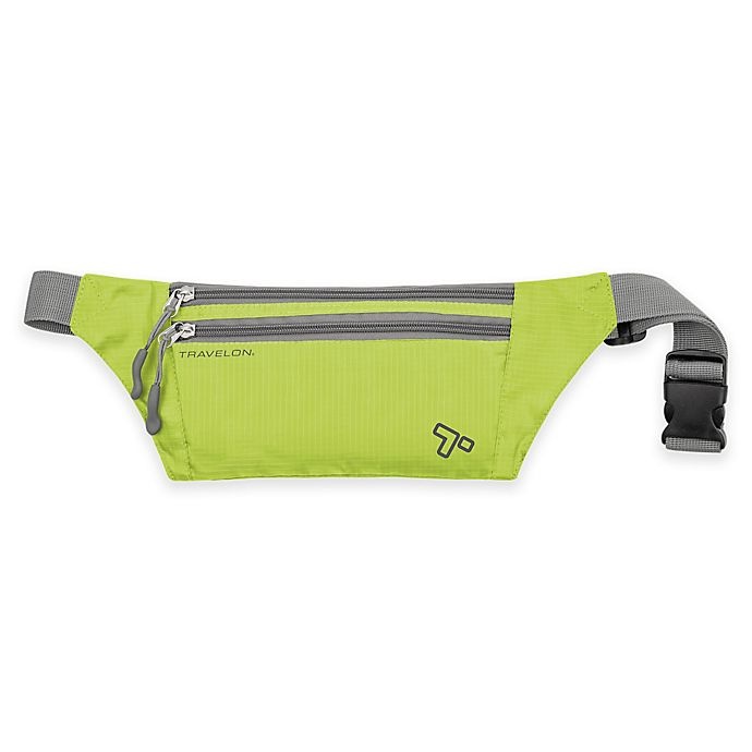 slide 1 of 1, Travelon Double Zip Waist Pack - Lime, 8.5 in