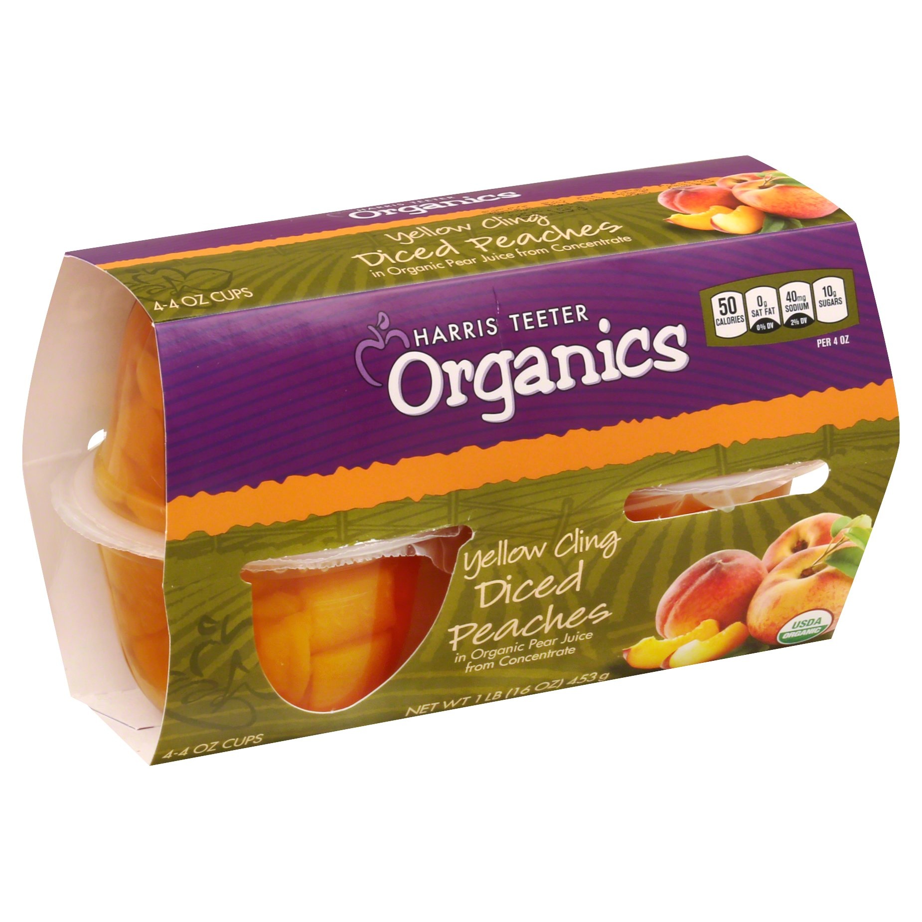 slide 1 of 1, HT Organics Peaches - Yellow Cling Diced, 16 oz