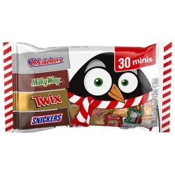 Wrigley SNICKERS, TWIX, MILKY WAY & 3 MUSKETEERS Mini Chocolate Christmas Candy Bars, 30 Ct Bulk Bag