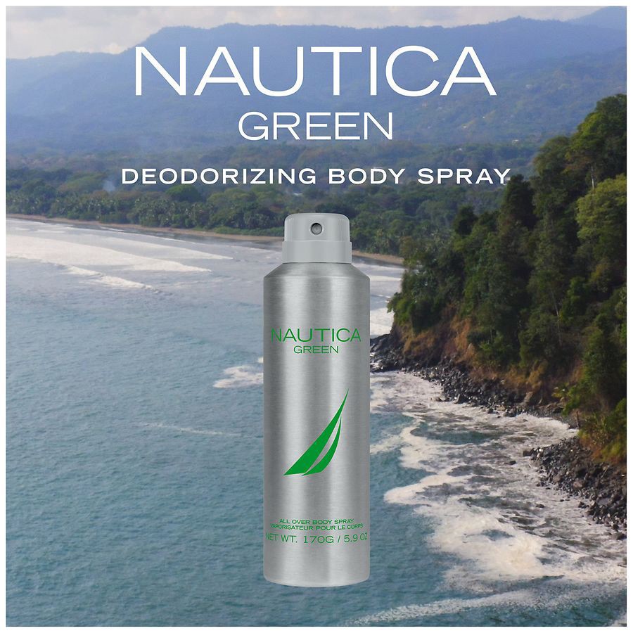 slide 4 of 5, Nautica All Over Green Body Spray 5.9 oz, 5.9 oz