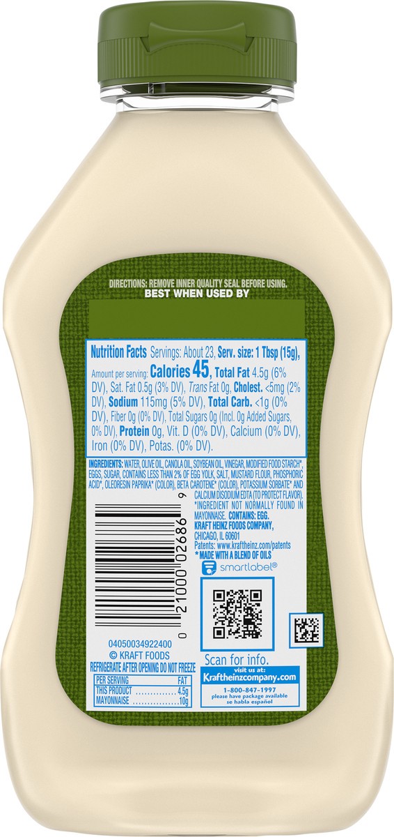 slide 6 of 9, Kraft Olive Oil Reduced Fat Mayonnaise, 12 fl oz