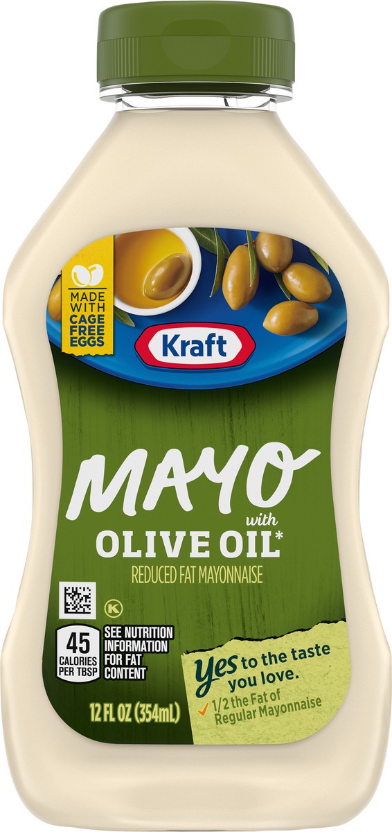 slide 3 of 9, Kraft Olive Oil Reduced Fat Mayonnaise, 12 fl oz