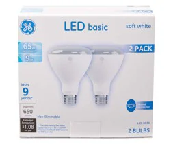 GE LED Basic 10-Watt (65-Watt) Soft White Indoor Floodlight Light Bulb - 2 Pack