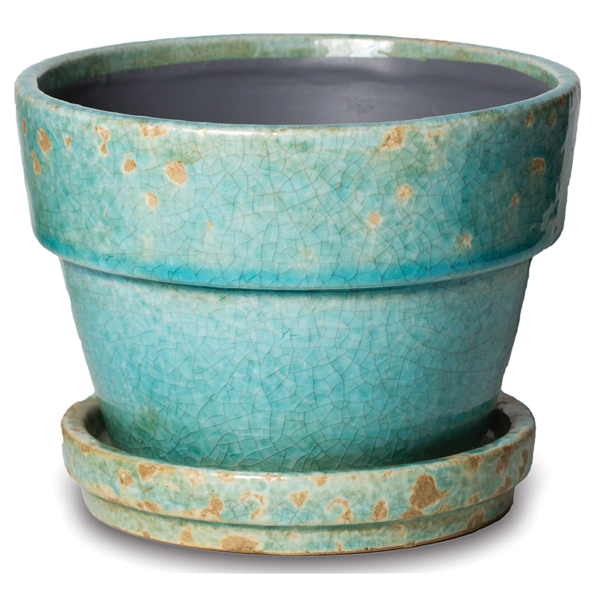 slide 1 of 1, Caspian Fern Ceramic Planter, Antique Aqua, 7.5", 7.5 in