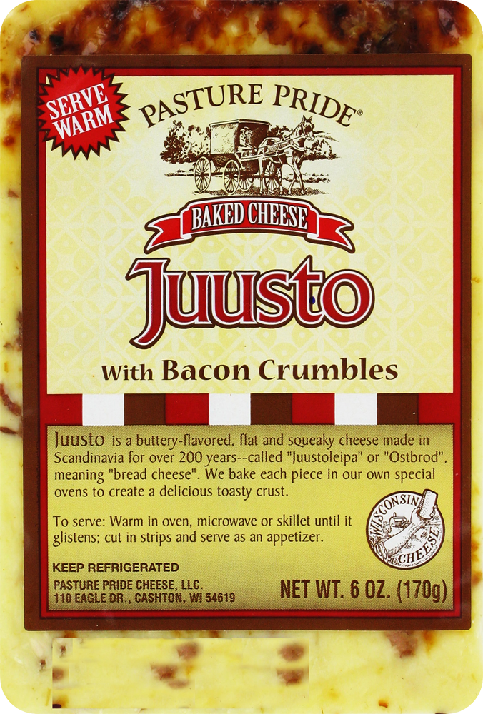 slide 1 of 1, Pasture Pride Cheese Juusto Juusto Baked Cheese With Bacon Crumbles, 6 oz