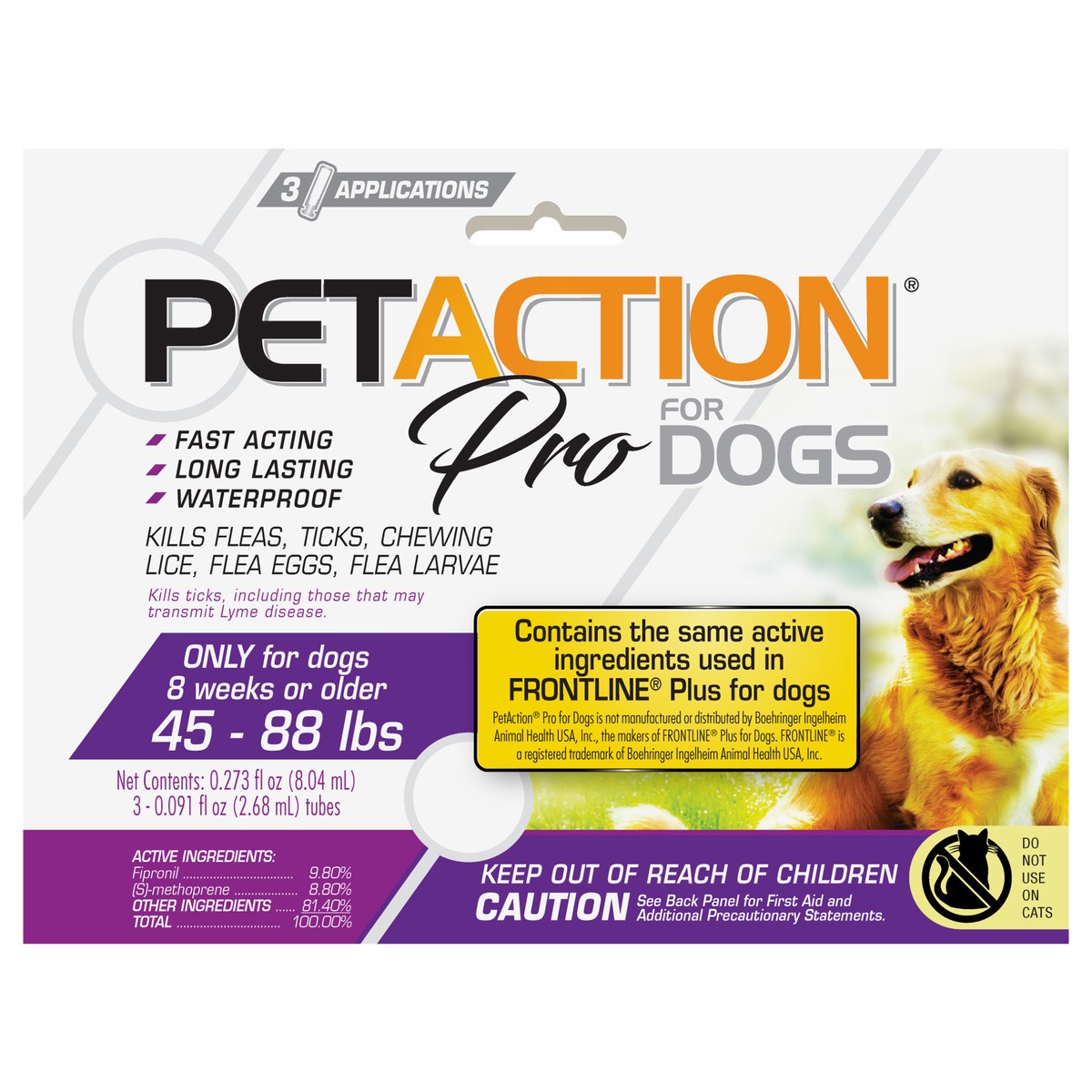 slide 1 of 5, PetAction Pet Action Pro F&T SO Dog 45-88LB 3CT, 1 ct