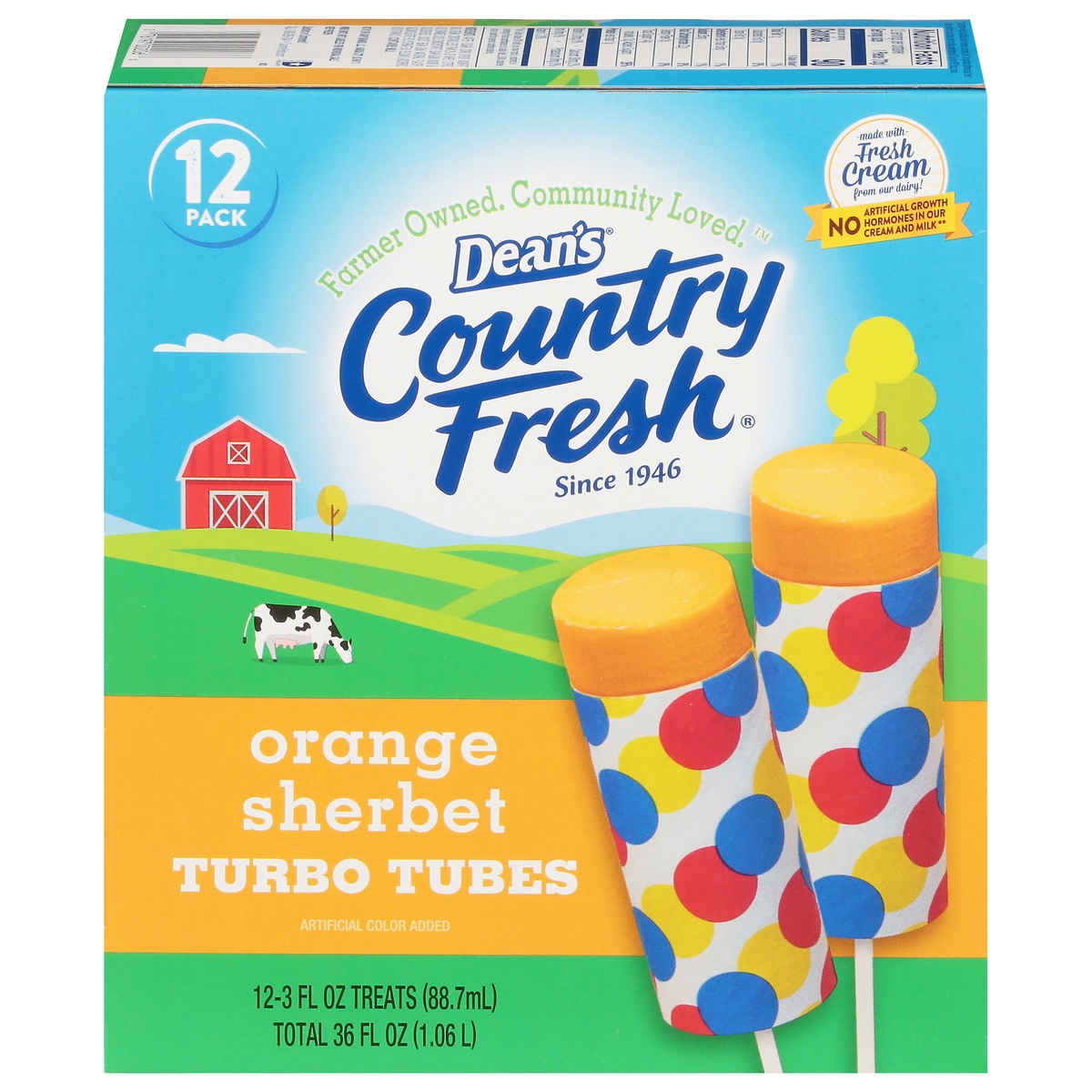 Country Fresh Orange Sherbet Turbo Tubes 12 - 3 fl oz Treats 12 ct | Shipt