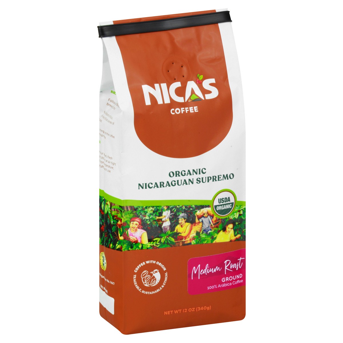 slide 9 of 9, Nica's Coffee Organic Medium Roast Ground Nicaraguan Supremo Coffee - 12 oz, 12 oz