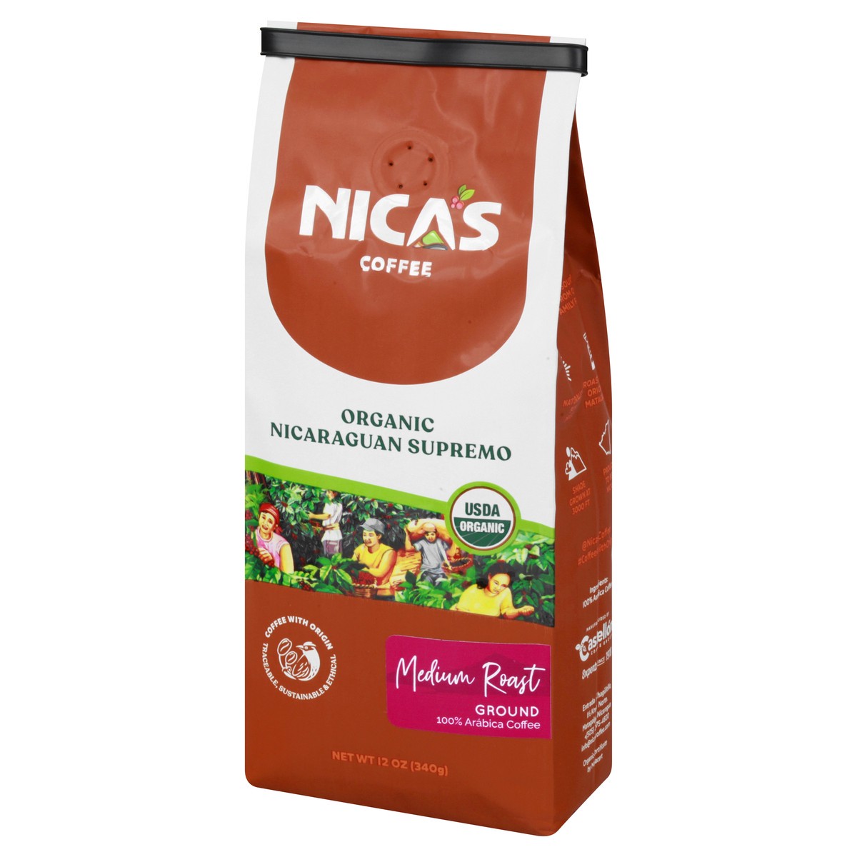 slide 2 of 9, Nica's Coffee Organic Medium Roast Ground Nicaraguan Supremo Coffee - 12 oz, 12 oz