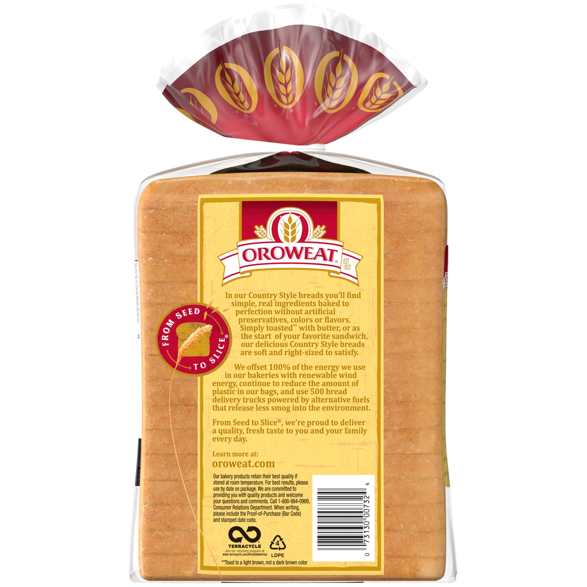 slide 5 of 5, Oroweat Country Style Potato Bread, 24 oz, Potato Bread, Bag, 24 oz