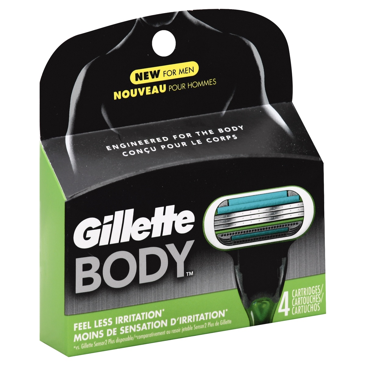 slide 1 of 1, Gillette Body Men's Razor Blade Refills, 4 ct