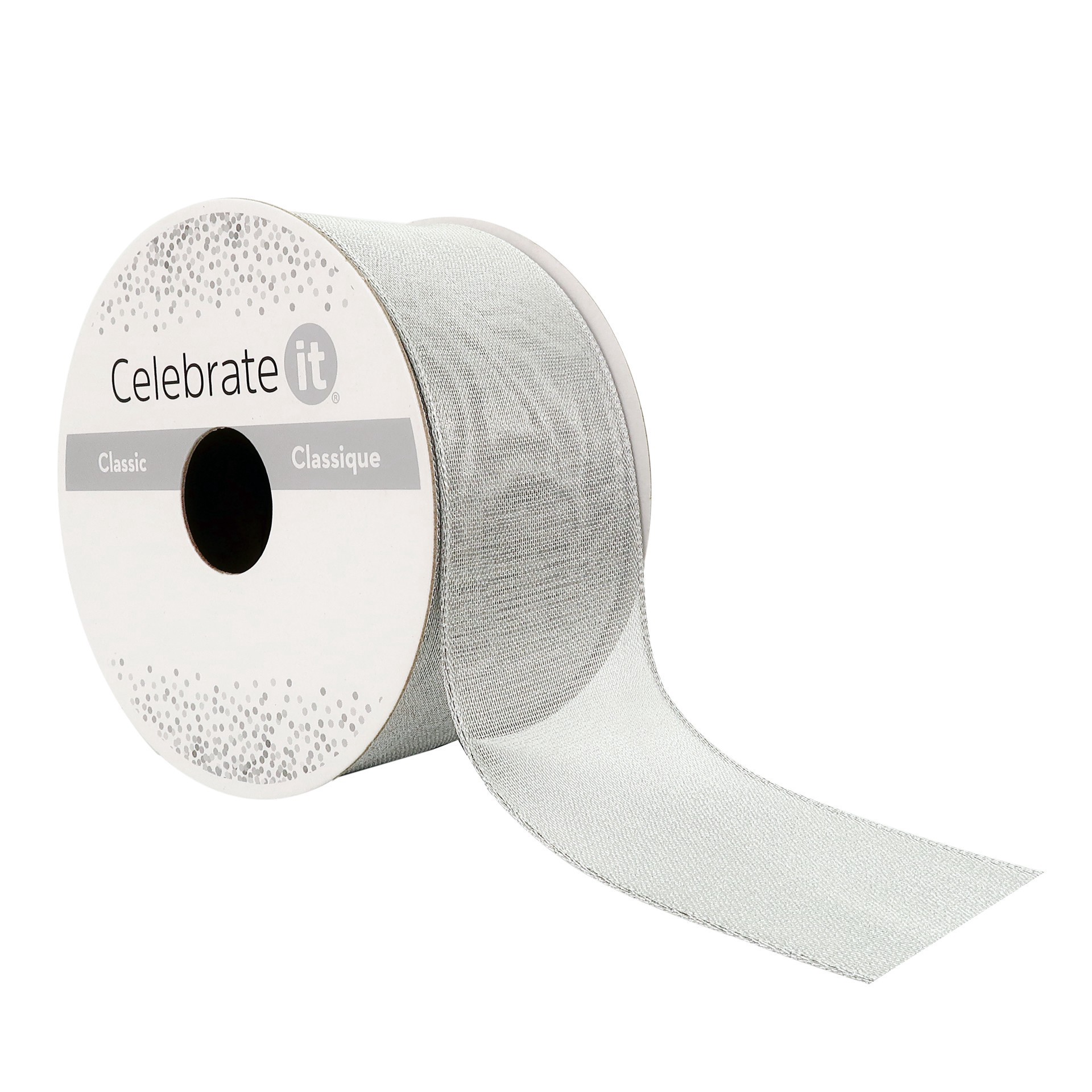 slide 2 of 4, 1.5" X 3yd. Metallic Sheer Wired Ribbon By Celebrate It, 1.5 in x 3 yd