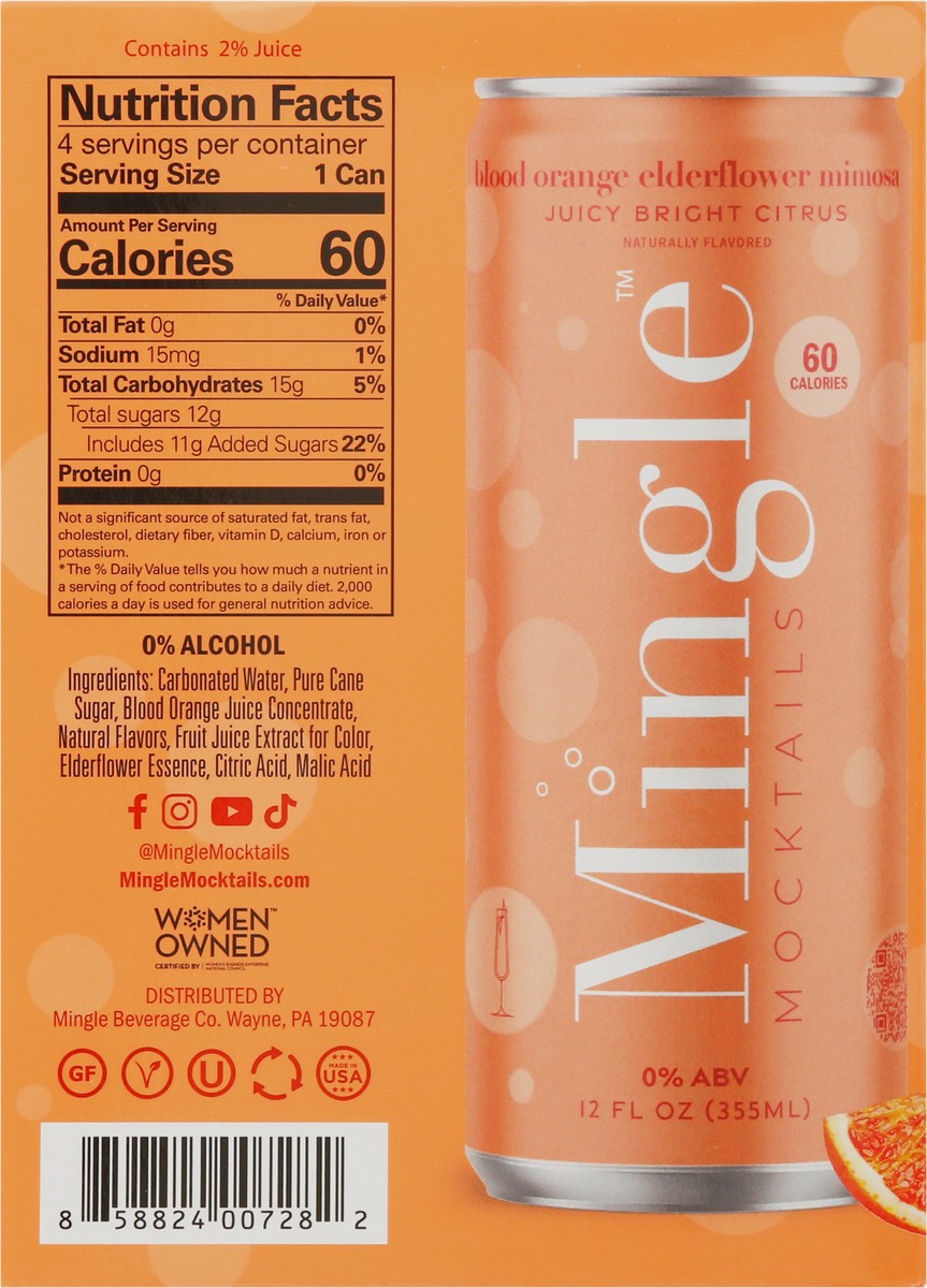 slide 4 of 9, Mingle Blood Orange Elderflower Mimosa Mocktails - 4 ct, 1 ct