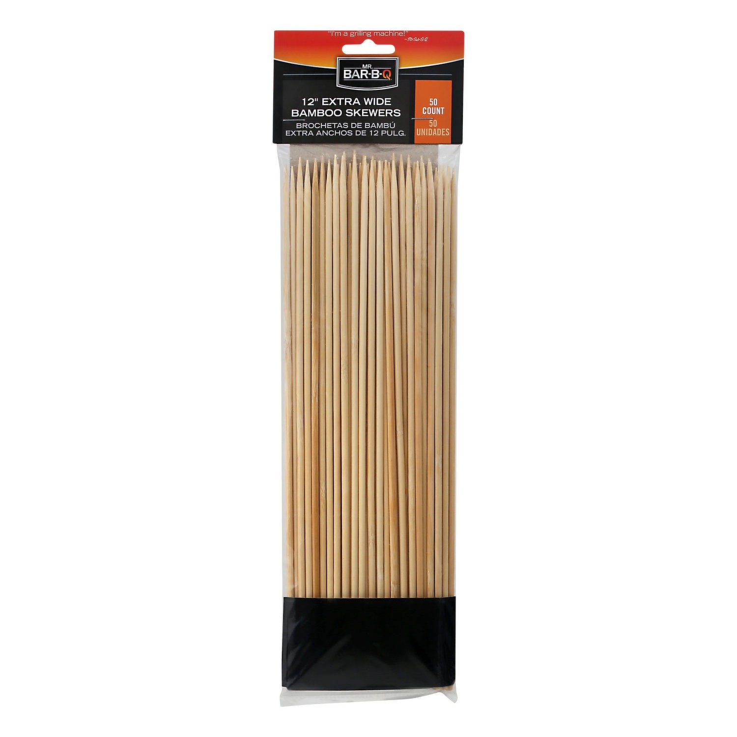 slide 1 of 1, Mr. Bar-B-Q Bamboo Skewers, Extra Wide, 12 inch, 50 ct