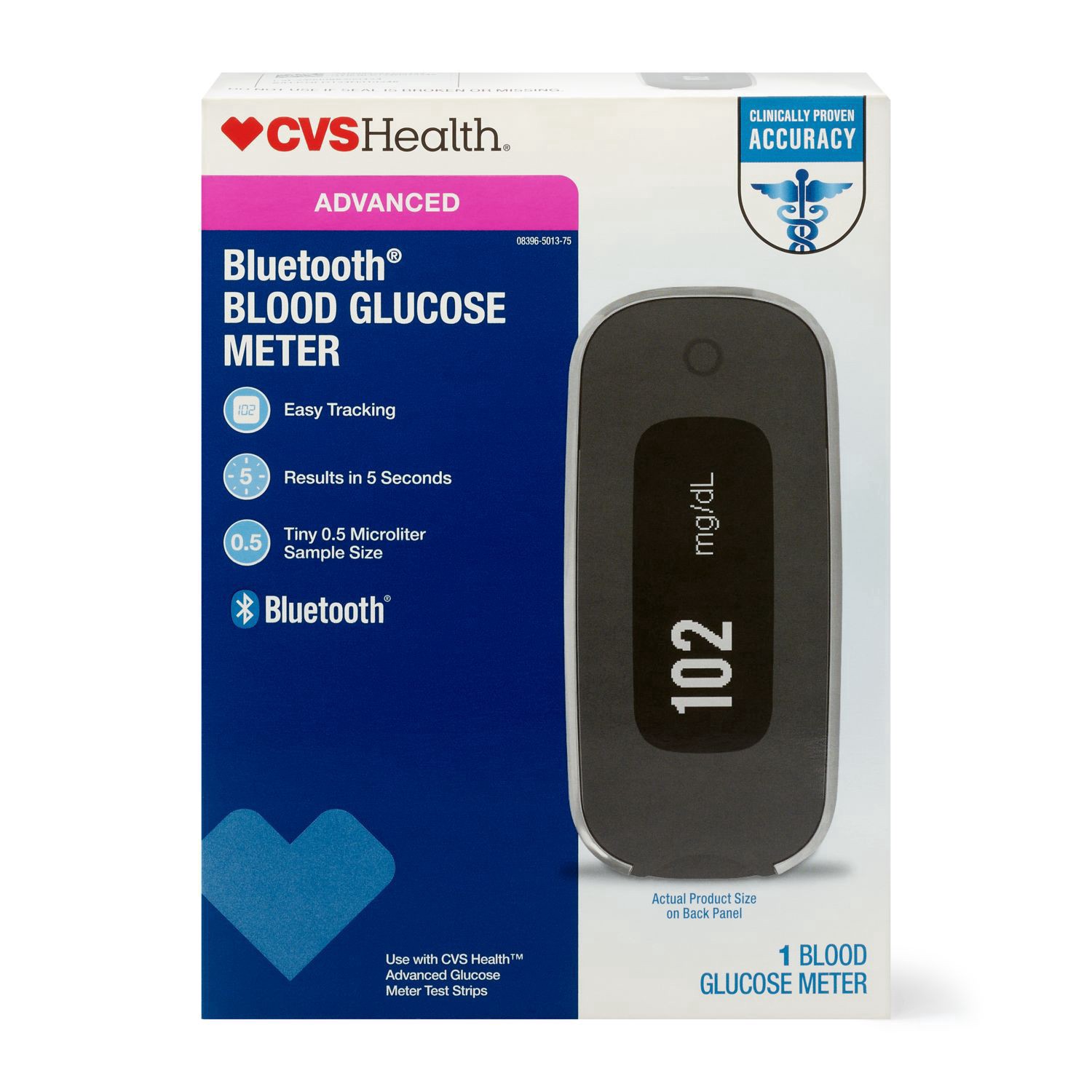 slide 1 of 1, Cvs Health Bluetooth Blood Glucose Meter, 1 ct