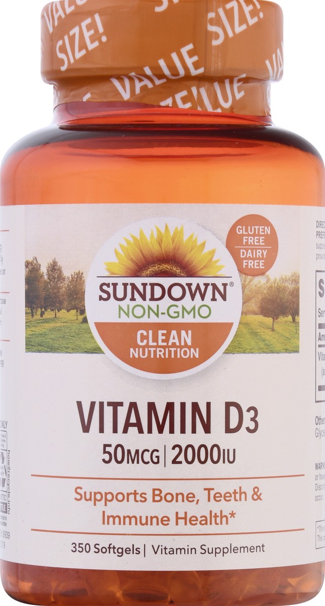 slide 12 of 12, Sundown Non-GMO 50 mcg Softgel Vitamin D3 350 ea, 350 ct