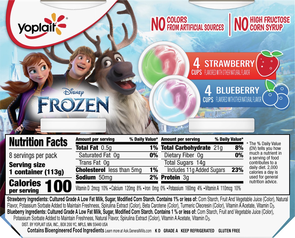 slide 7 of 9, Yoplait Low Fat Kids Yogurt, Disney Frozen Variety Pack, Gluten Free Snacks, 8 Yogurt Cups, 8 ct