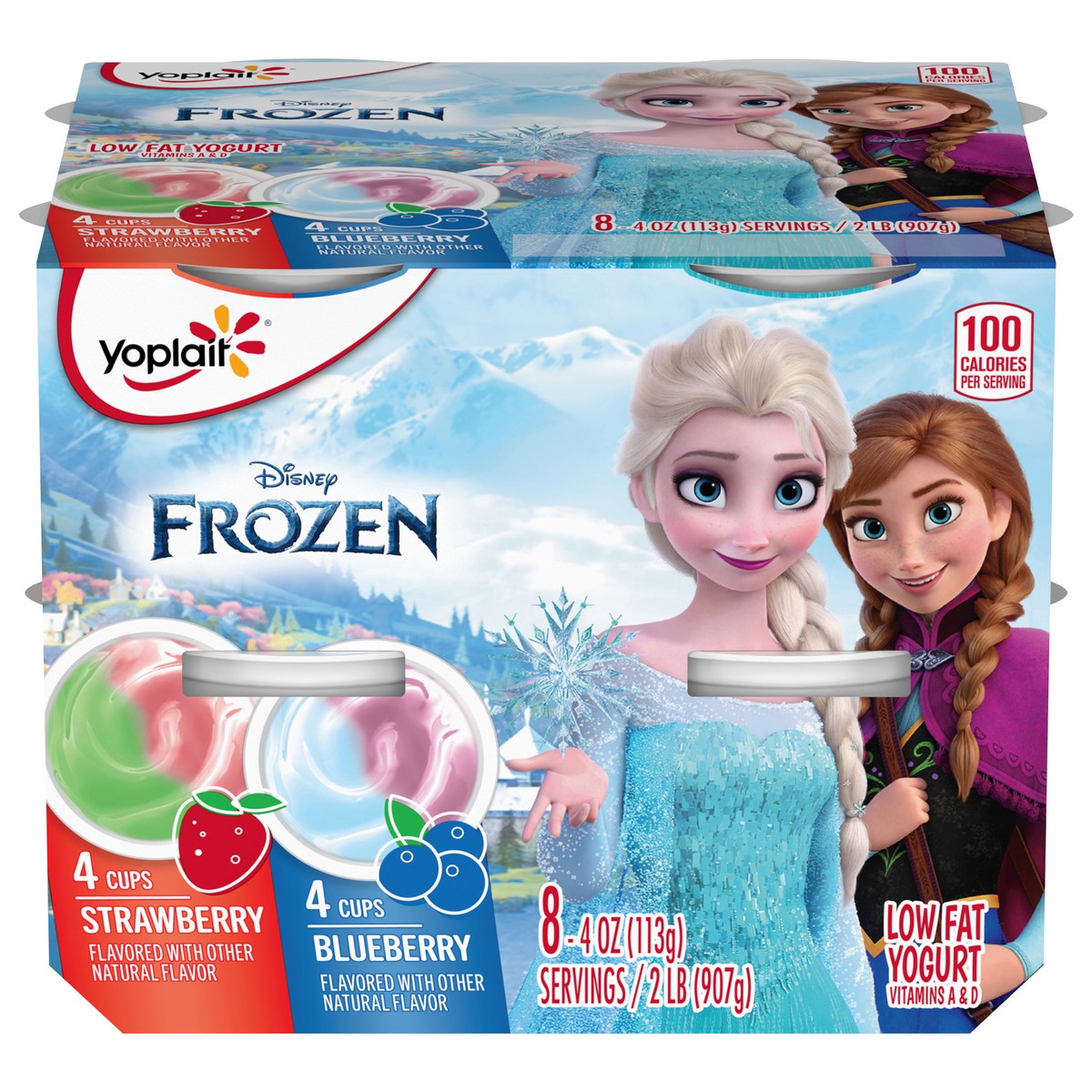 slide 1 of 9, Yoplait Low Fat Kids Yogurt, Disney Frozen Variety Pack, Gluten Free Snacks, 8 Yogurt Cups, 8 ct