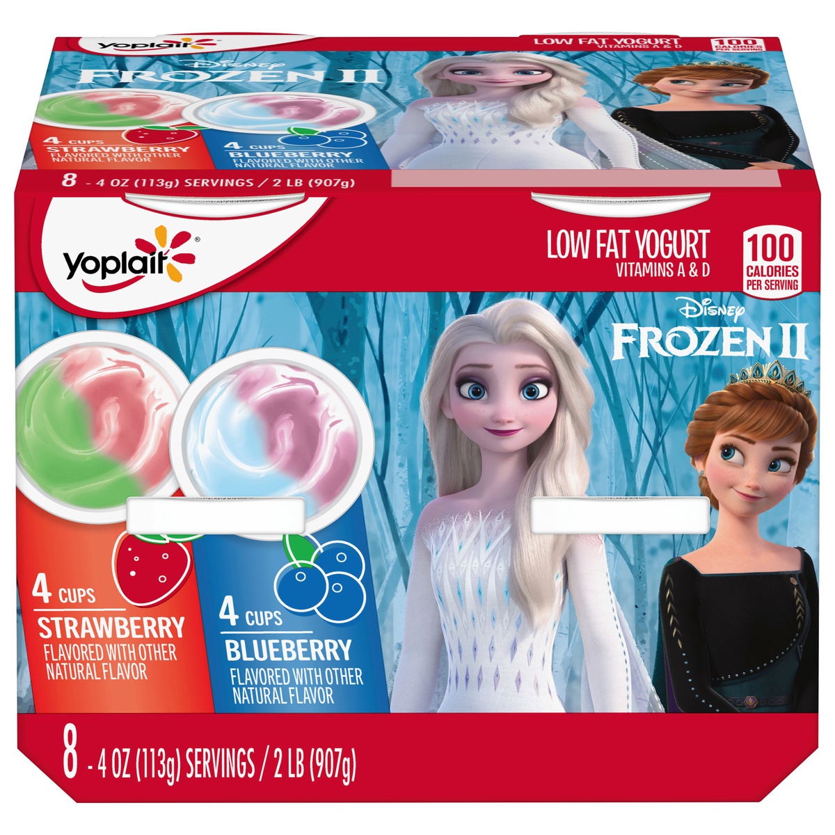 slide 1 of 1, Yoplait Disney Frozen Ii Low Fat Strawberry/Blueberry Yogurt 8-4 oz ea Sleeve, 8 ct; 4 oz