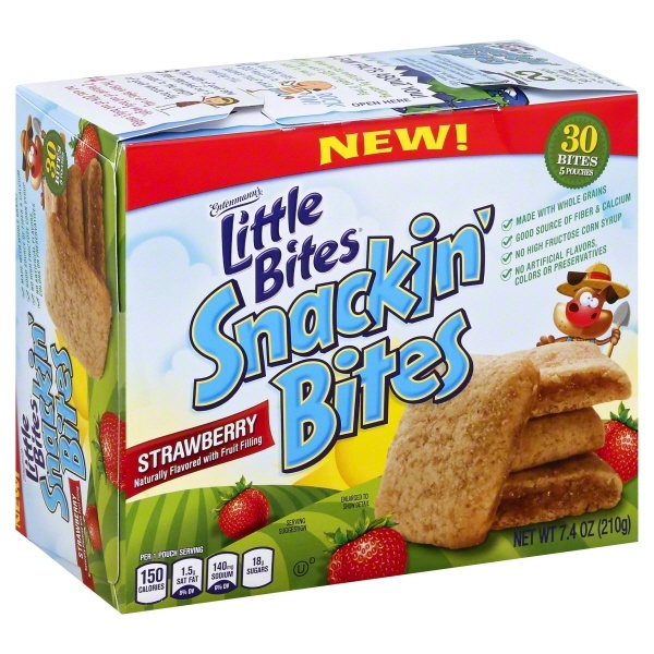 slide 1 of 1, Entenmann's Little Bites Snackin' Bite Strawberry, 8.5 oz