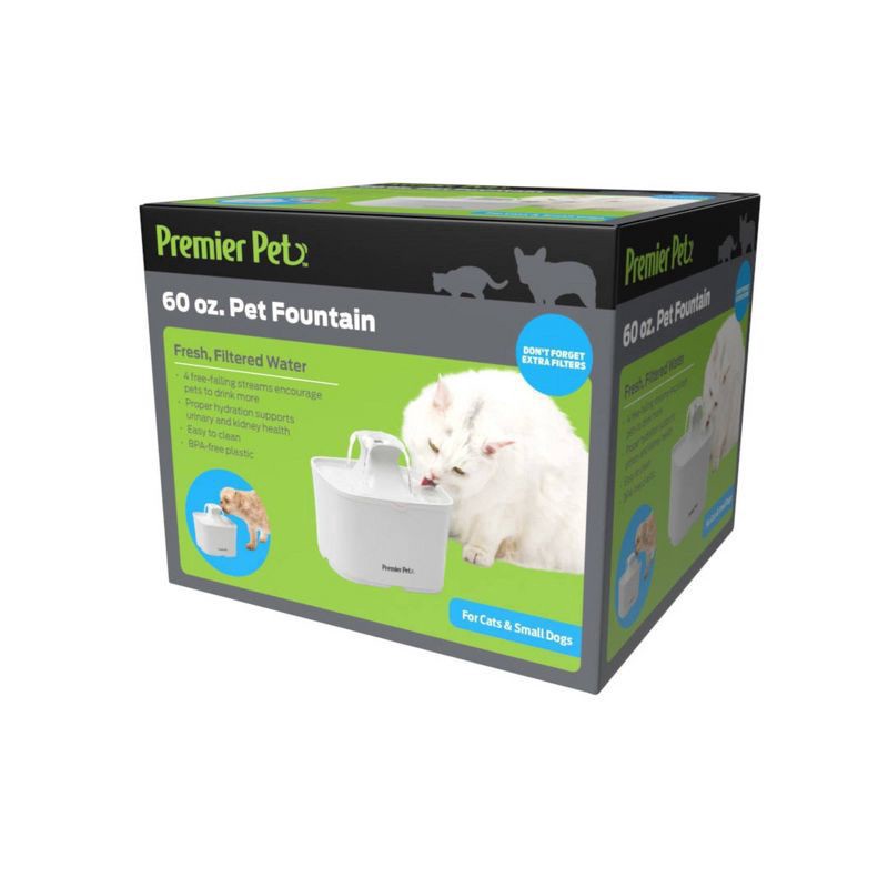 Premier Pet Automatic Water Fountain for Cats and Small Dogs 60oz 60