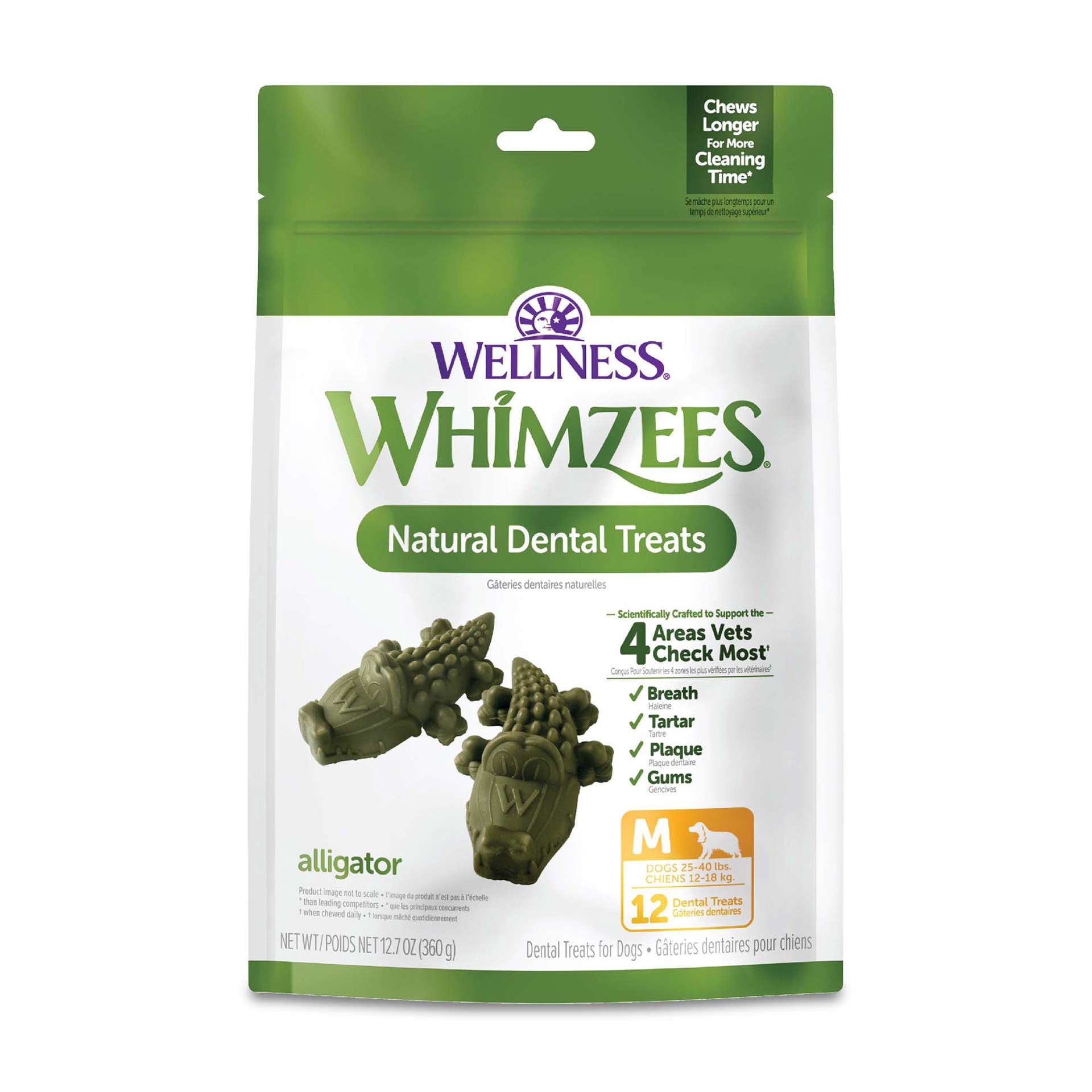 slide 1 of 5, WHIMZEES Wellness Alligator Dog Dental Treats, Natural Chews, Medium Size, (12 Count), 1 ct