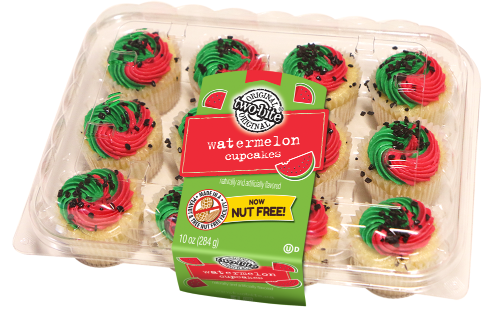 slide 1 of 1, two-bite 12 Pk Watermelon Cupcake, 10 oz