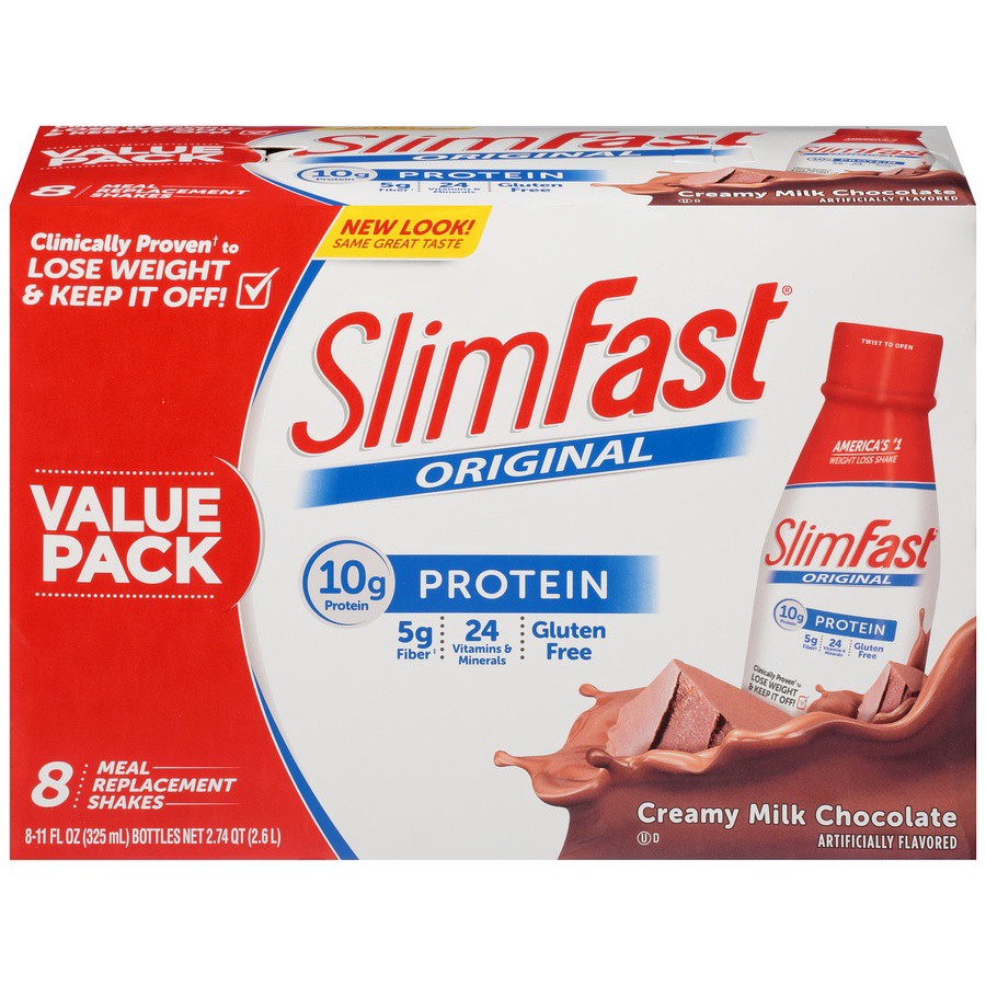 slide 16 of 19, SlimFast Meal Replacement Shake, Creamy Milk Chocolate, Value Size, 8 ct