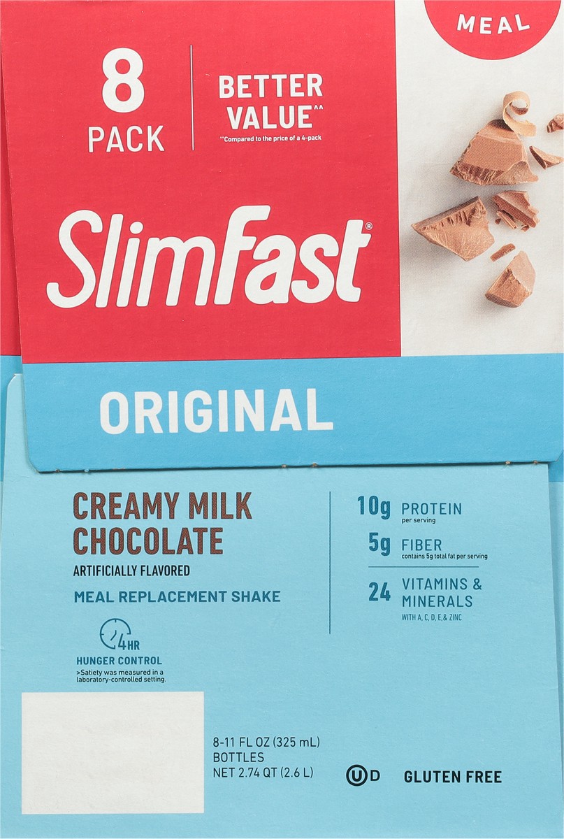 slide 10 of 19, SlimFast Meal Replacement Shake, Creamy Milk Chocolate, Value Size, 8 ct