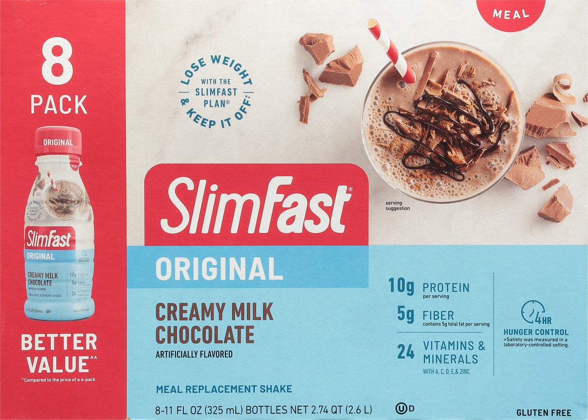 slide 12 of 19, SlimFast Meal Replacement Shake, Creamy Milk Chocolate, Value Size, 8 ct