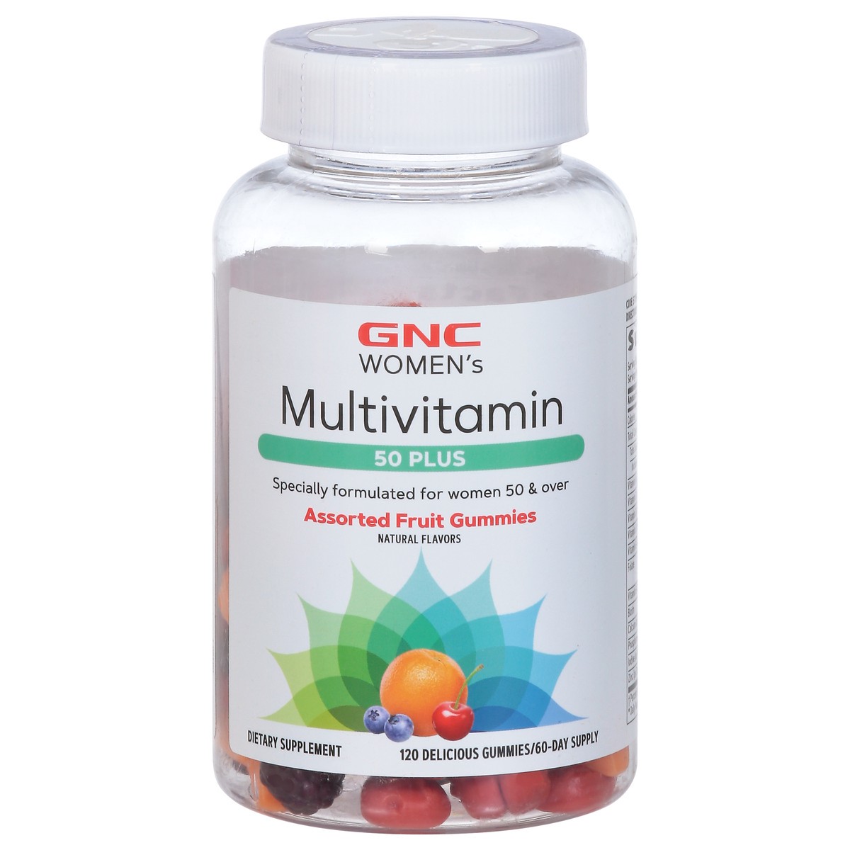slide 1 of 1, GNC Women's 50 Plus Assorted Fruit Multivitamin 120 Gummies, 120 ct